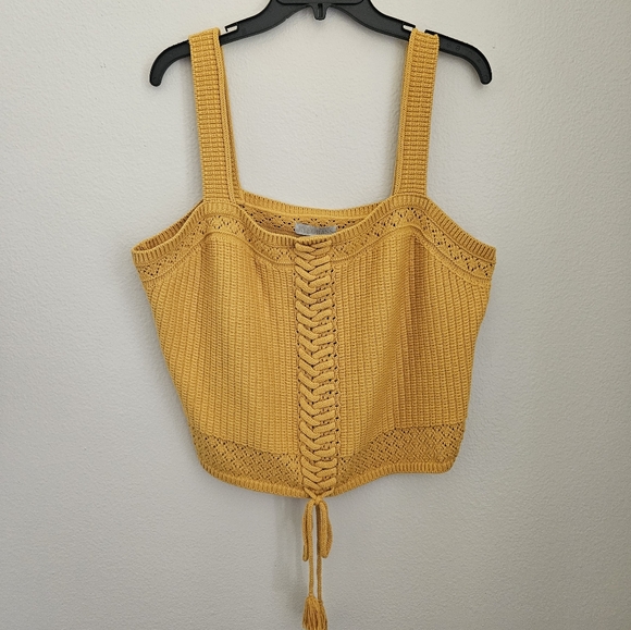 Ryegrass Lace Up Crochet Sweater Tank Mineral Yellow Size XL NWT - Picture 1 of 12